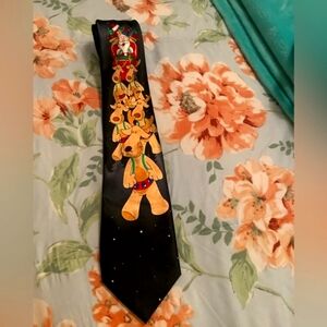 NOEL Christmas tie black with Reindeer & Santa very nice Boss gift